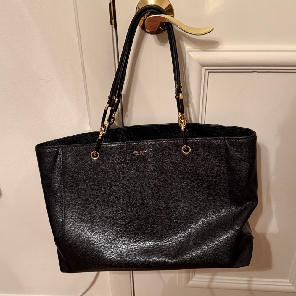 Henri Bendel Black Tote with Gold Accents